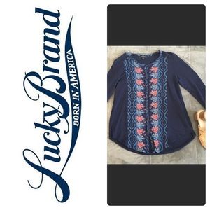 👚🛍Lucky Brand Blue Graphic Print Top